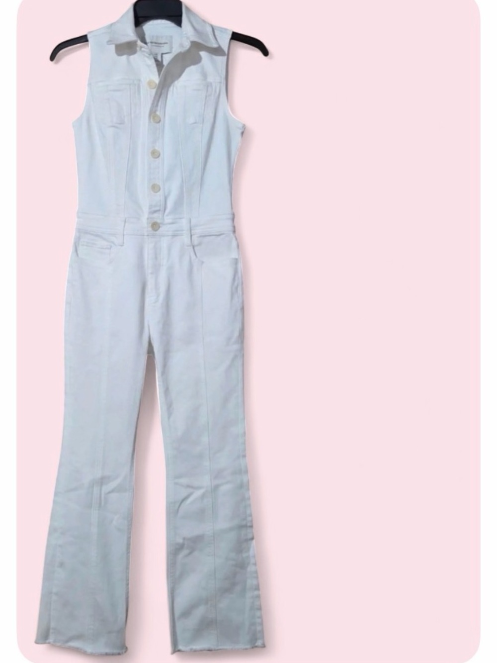 Anthropologie Sleeveless White Denim Jumpsuit